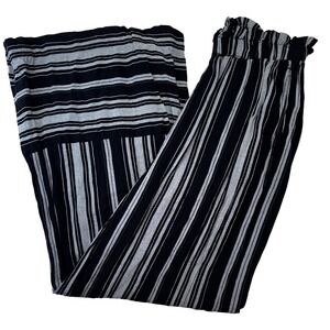 American Eagle Palazzo Pants Women Medium Black White‎ Striped Paperbag Waist